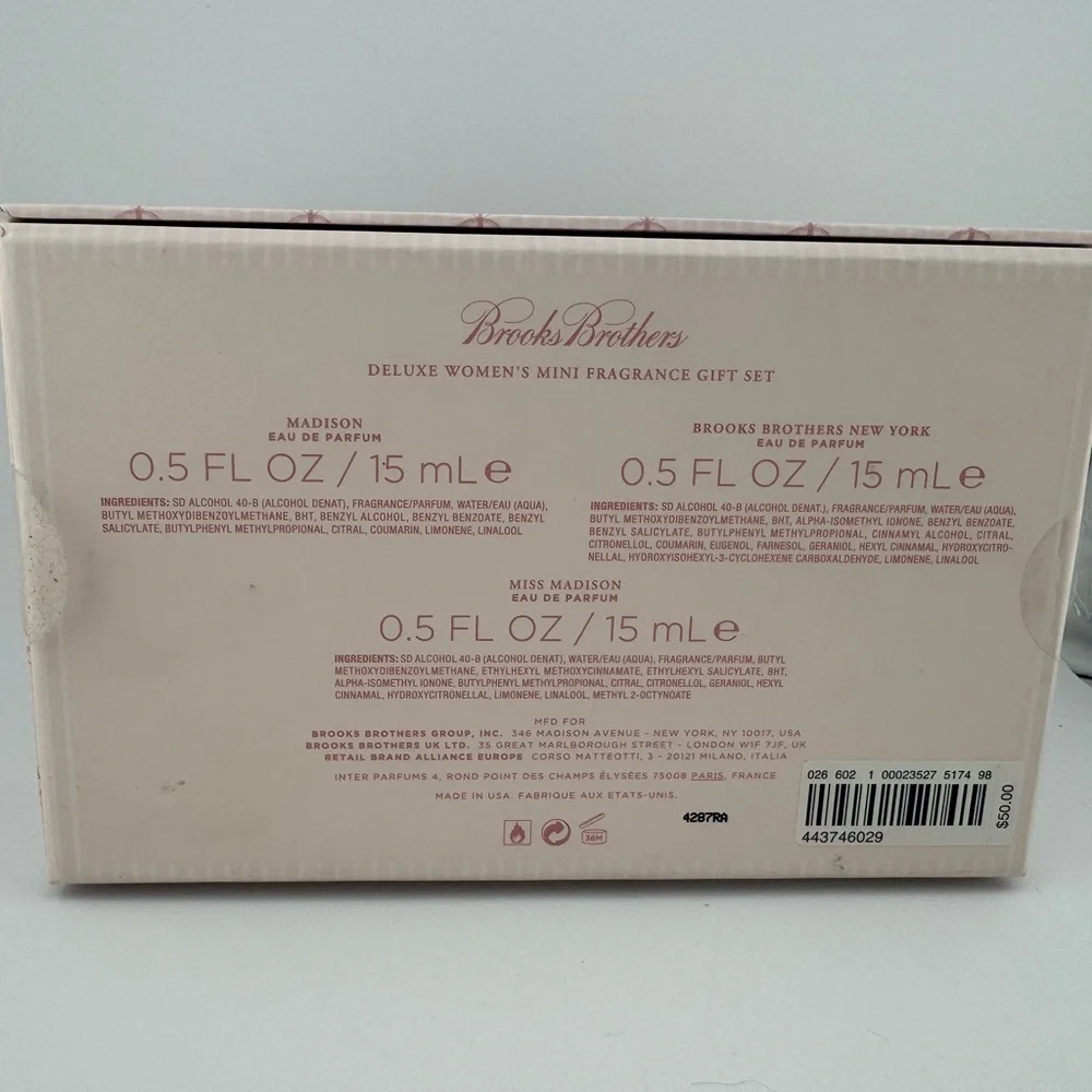 Brooks Brothers Women's Mini‎ Fragrance Trio - Pink and Gold NIB